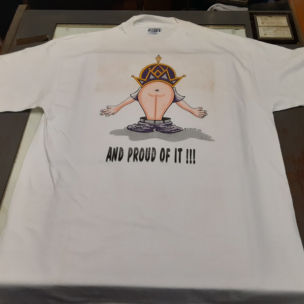 White Short Sleeve Tee with Cartoon Graphic